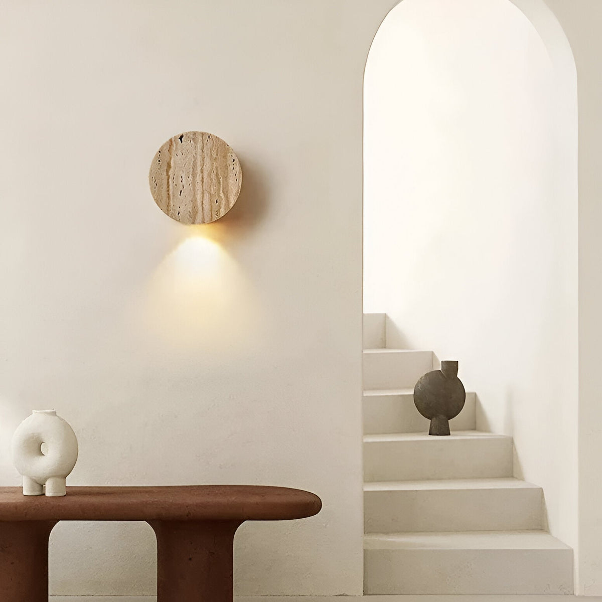 Japanese Wabi Sabi Natural Travertine Stone Wall Light