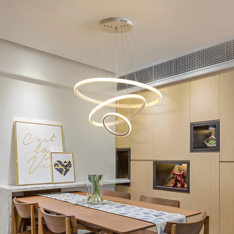 Designer LED Pendant Lamp Chandelier – Modern 3D Ring Form