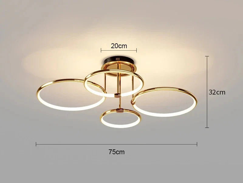 Modern LED chandelier with rings – ceiling lamp with a geometric shape