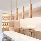 Cream Travertine Tube Pendant Light