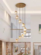 Glass Long Chandelier for Stairs and Hall