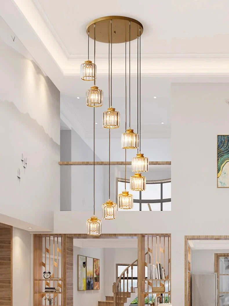 Glass Long Chandelier for Stairs and Hall