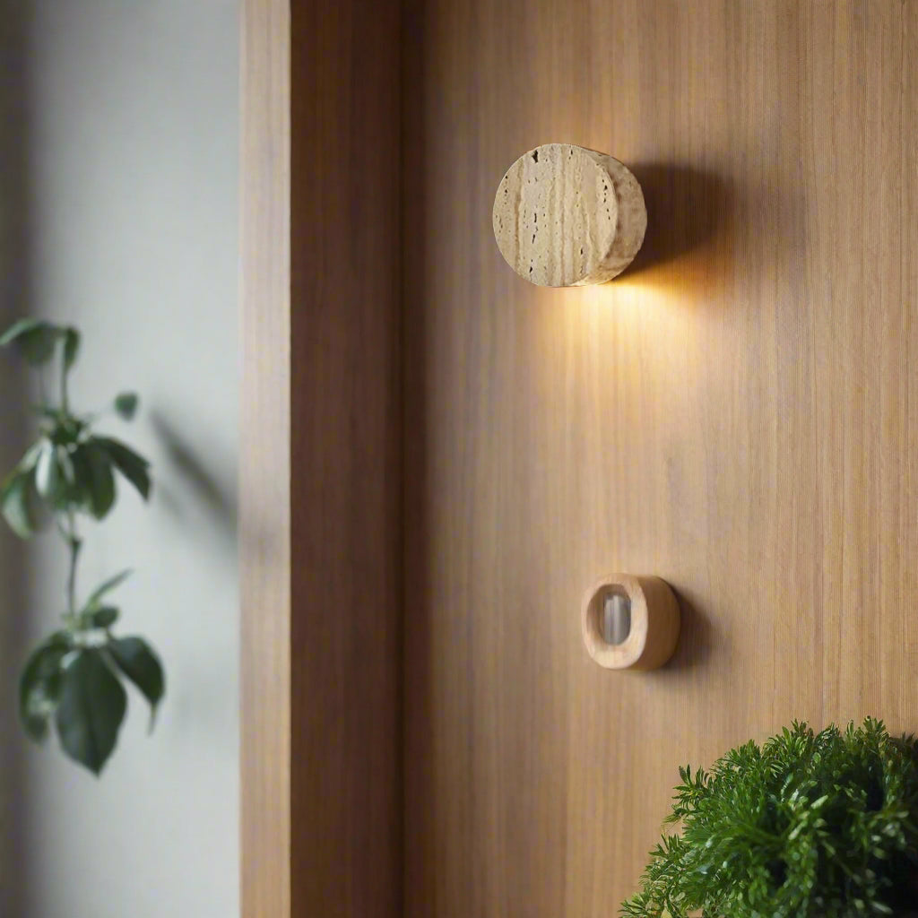 Japanese Wabi Sabi Natural Travertine Stone Wall Light
