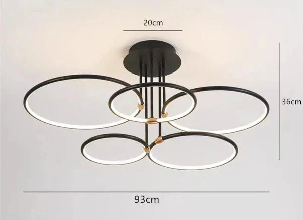 Modern LED chandelier with rings – ceiling lamp with a geometric shape