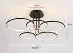 Modern LED chandelier with rings – ceiling lamp with a geometric shape