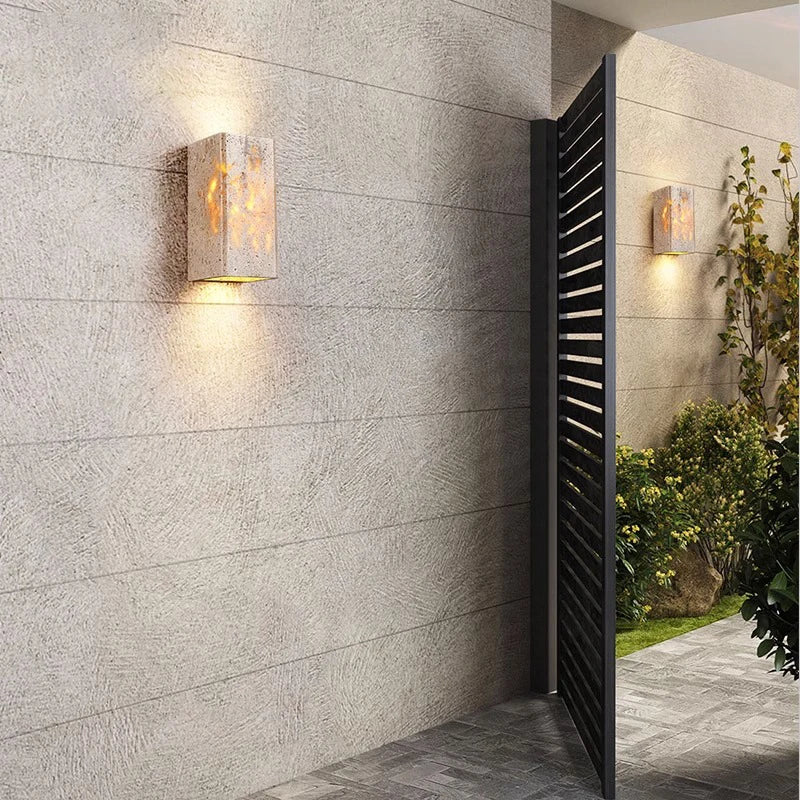 Travertine Stone Minimalist Outdoor LED Wall Light