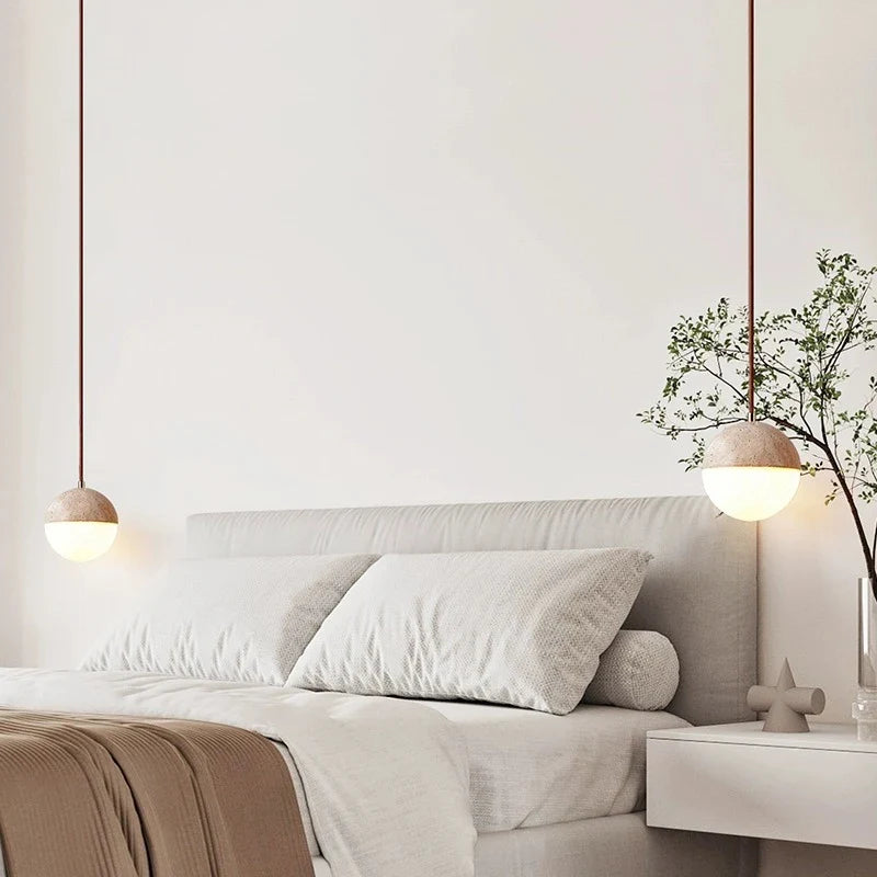 Travertine Ball Modern Pendant Light