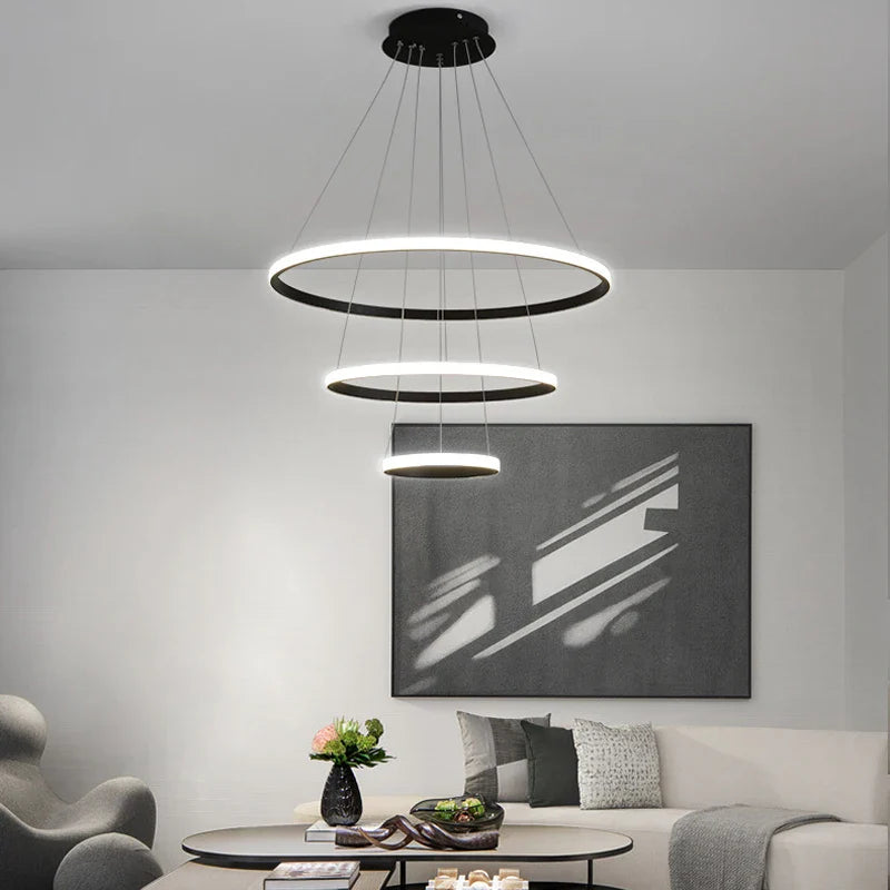 Designer LED Pendant Lamp Chandelier – Modern 3D Ring Form