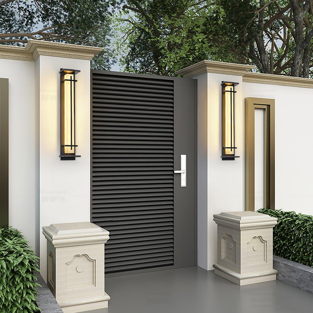 Ray Square Outdoor Wall Light Imitation Alabaster Waterproof