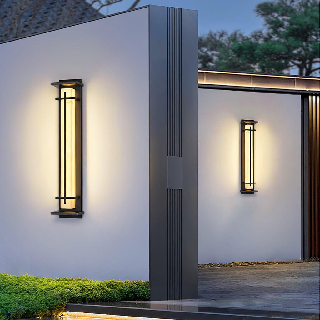 Ray Square Outdoor Wall Light Imitation Alabaster Waterproof