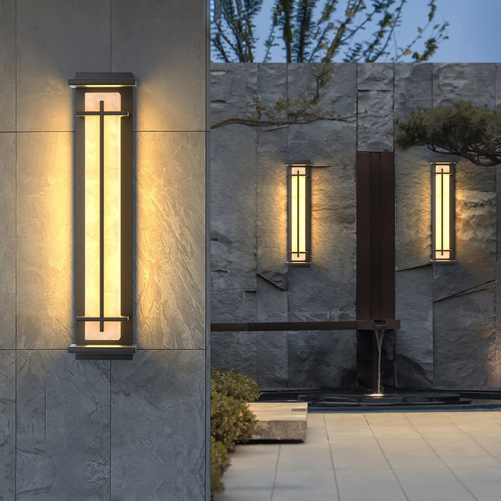 Ray Square Outdoor Wall Light Imitation Alabaster Waterproof