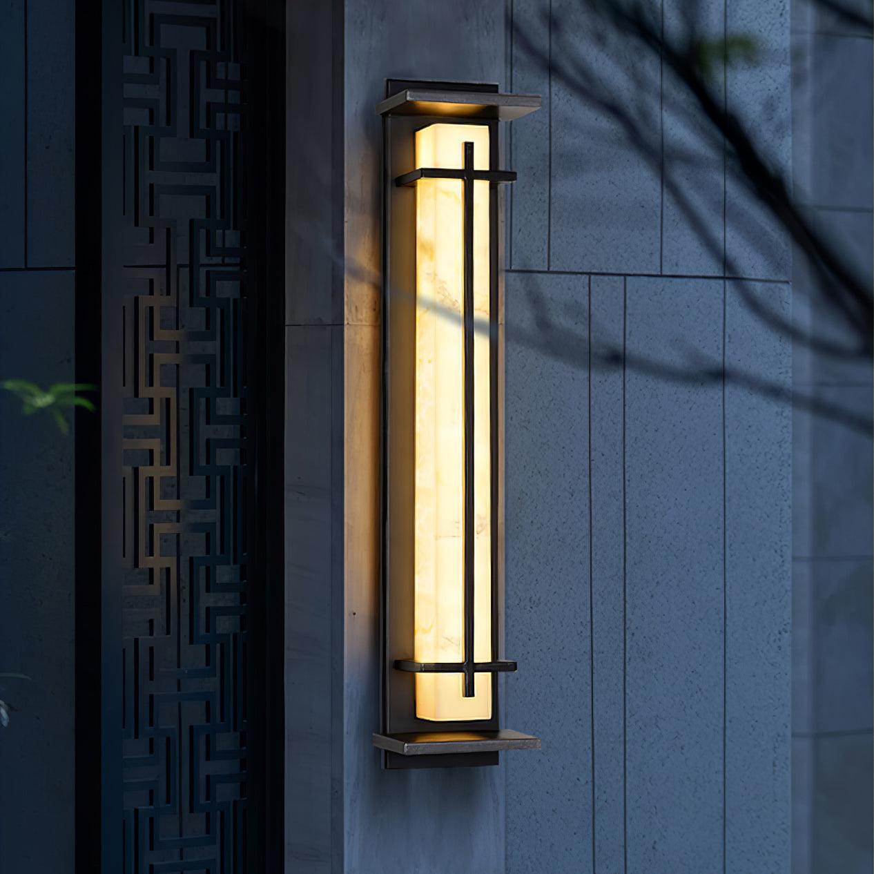 Ray Square Outdoor Wall Light Imitation Alabaster Waterproof