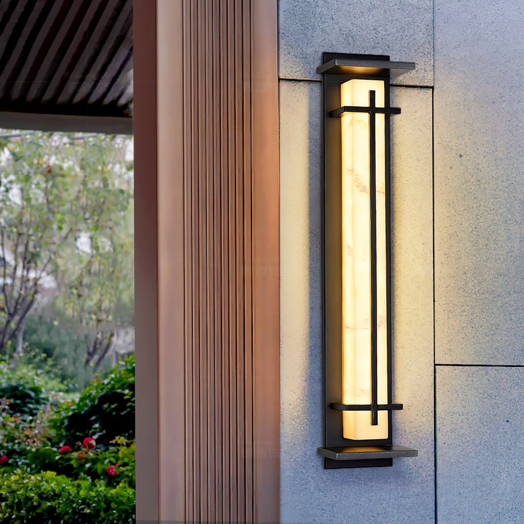 Ray Square Outdoor Wall Light Imitation Alabaster Waterproof