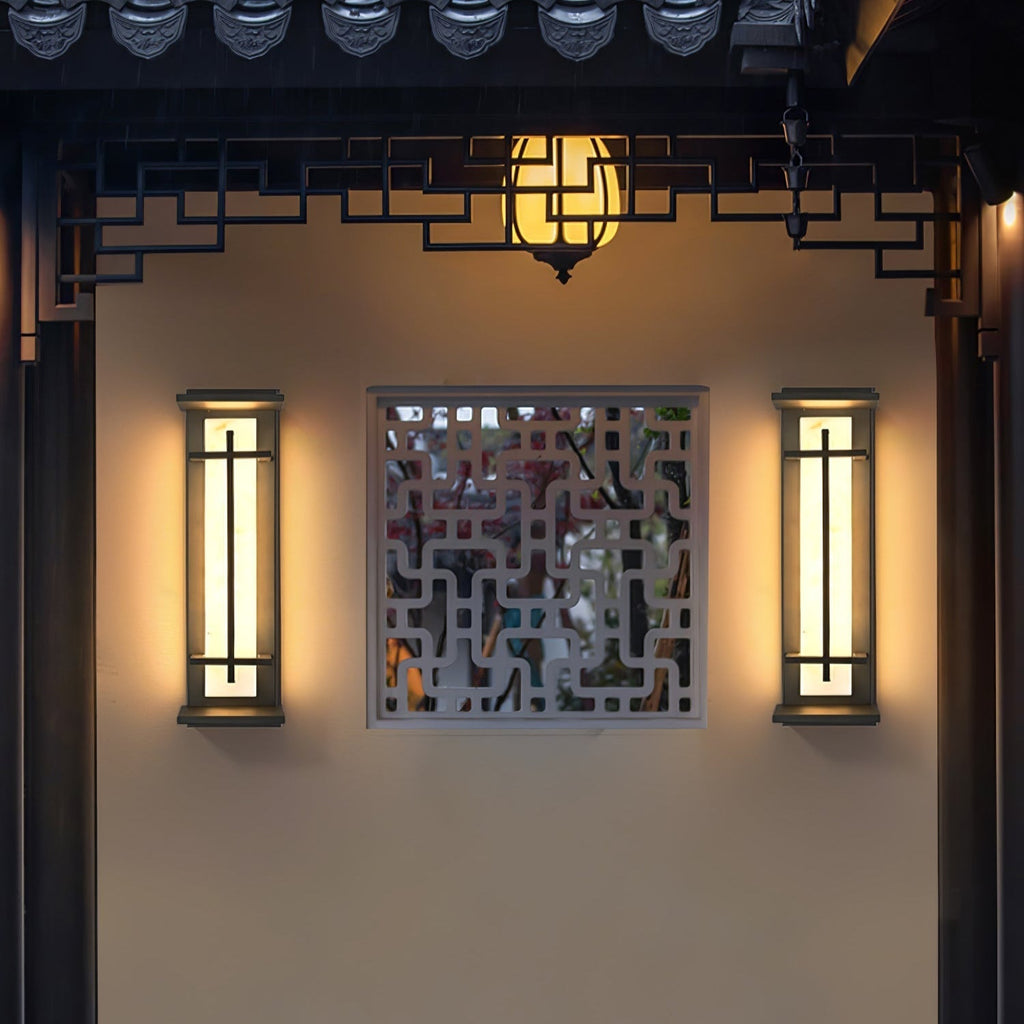 Ray Square Outdoor Wall Light Imitation Alabaster Waterproof