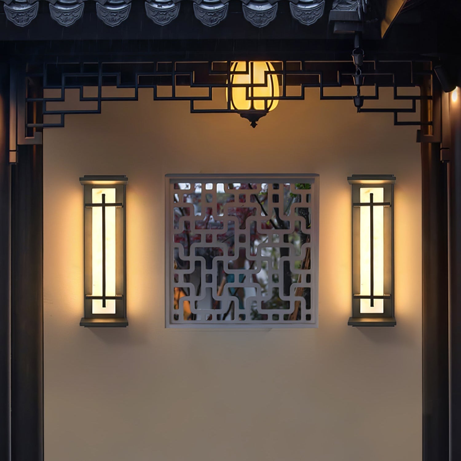 Ray Square Outdoor Wall Light Imitation Alabaster Waterproof