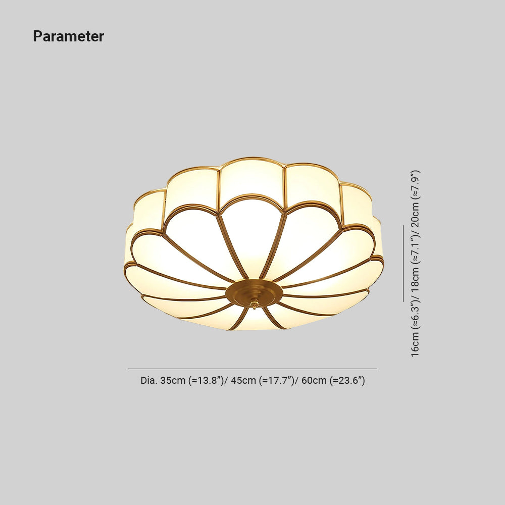 Ulira Ceiling Light in Flower Shape with Frosted Glass and Brass