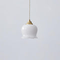 Vintage Brass Petal Glass Pendant Light 1-Light