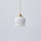 Vintage Brass Petal Glass Pendant Light 1-Light