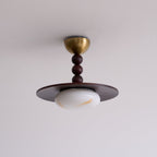 Muto Ceiling Light Walnut Color & White Imitation Alabaster