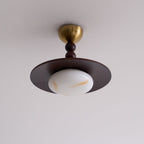 Muto Ceiling Light Walnut Color & White Imitation Alabaster