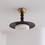 Muto Ceiling Light Walnut Color & White Imitation Alabaster