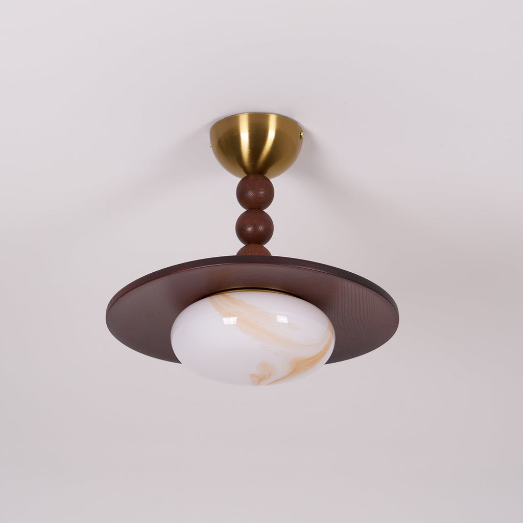 Muto Ceiling Light Walnut Color & White Imitation Alabaster