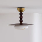 Muto Ceiling Light Walnut Color & White Imitation Alabaster