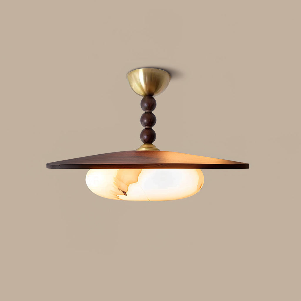 Muto Ceiling Light Walnut Color & White Imitation Alabaster