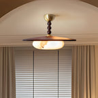 Muto Ceiling Light Walnut Color & White Imitation Alabaster