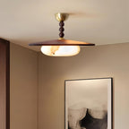 Muto Ceiling Light Walnut Color & White Imitation Alabaster