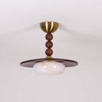 Muto Ceiling Light Walnut Color & White Imitation Alabaster