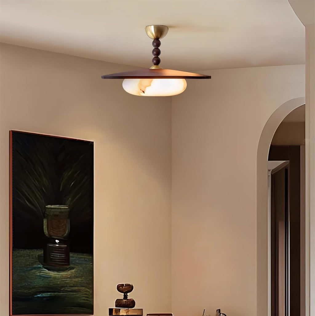 Muto Ceiling Light Walnut Color & White Imitation Alabaster