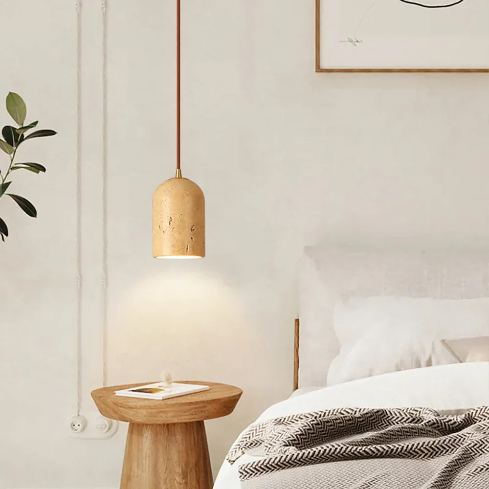 Vintage Cylindra Travertine Minimalist Pendant Lamp