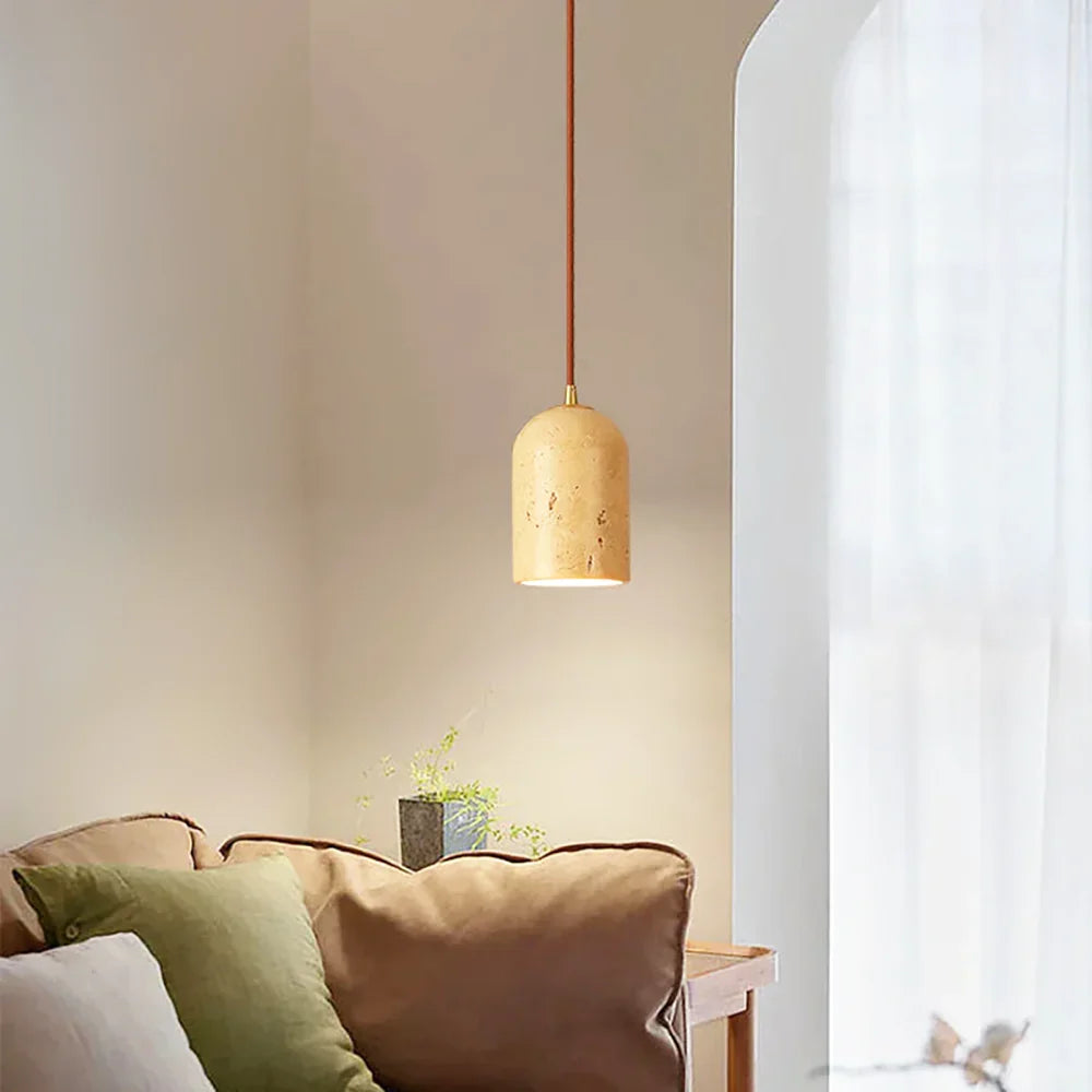 Vintage Cylindra Travertine Minimalist Pendant Lamp