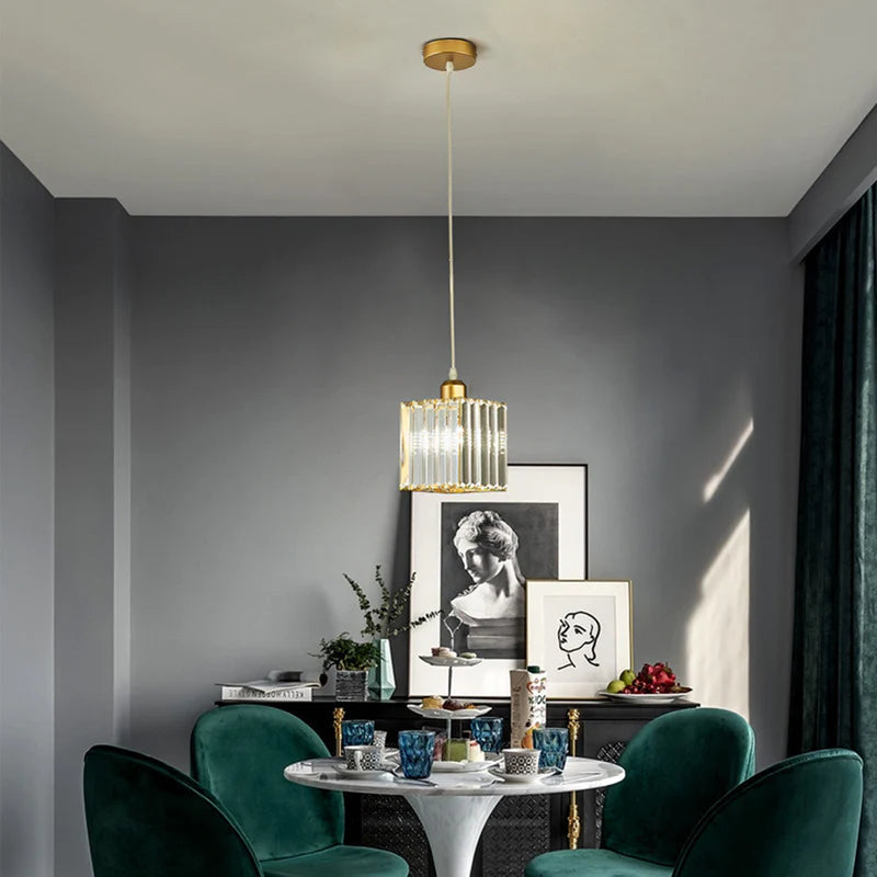 Vina Nordic Round/Square Suspension. Metal/Glass. Black/Gold. Living Room/Bar