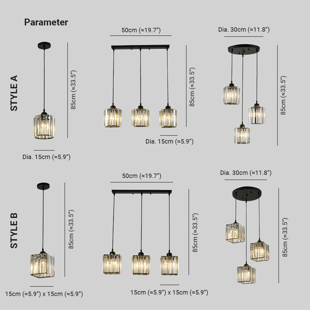 Vina Nordic Round/Square Suspension. Metal/Glass. Black/Gold. Living Room/Bar