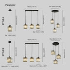 Vina Nordic Round/Square Suspension. Metal/Glass. Black/Gold. Living Room/Bar