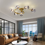 Valentina Flush Mount Ceiling Light, Glass, Black/Gold, Dining Room