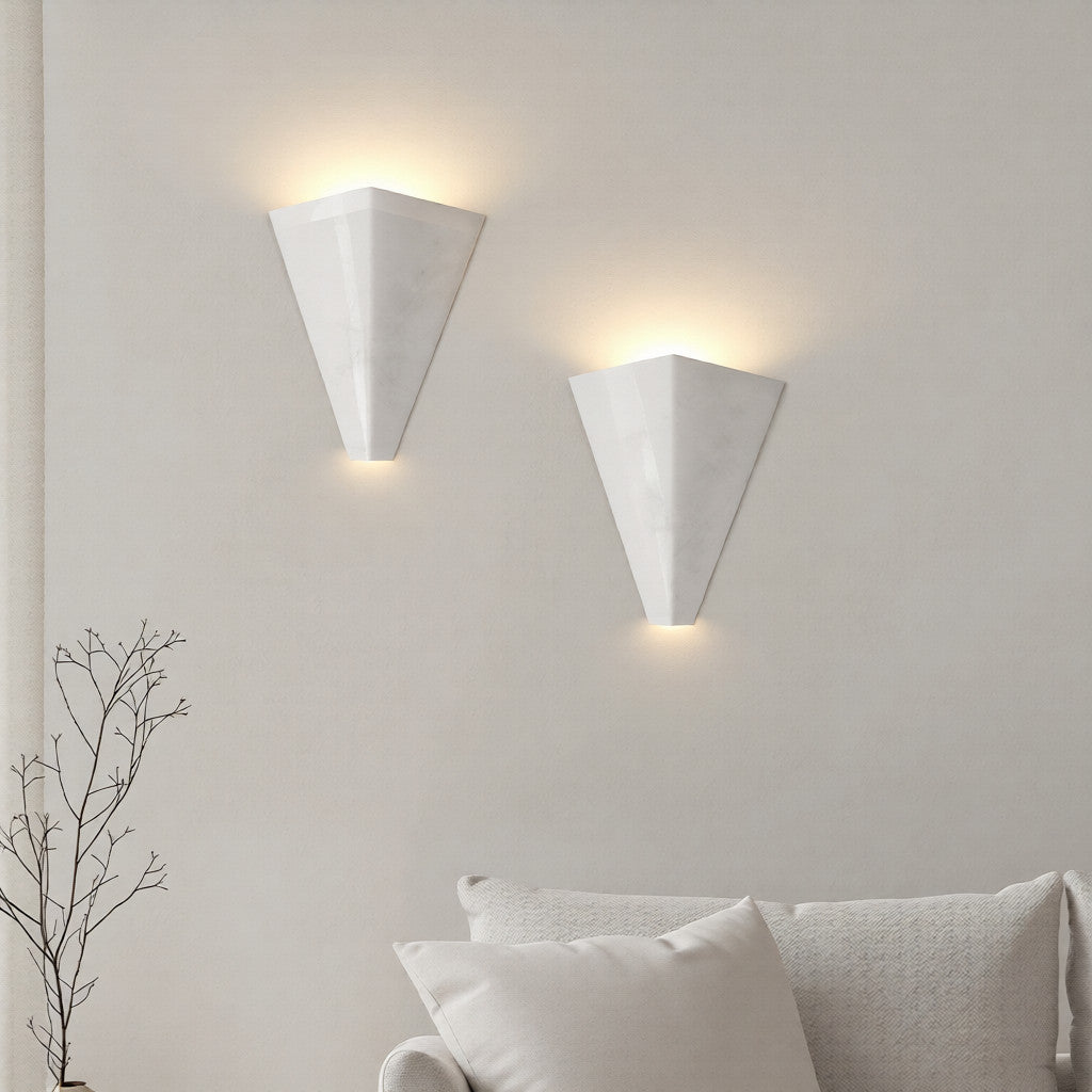 Eden White Modern Geometric Plaster Wall Light