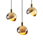 Modern LED Pendant Lamp with Glass Shade in Shades of Gold and Smoky Glass
