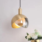 Modern LED Pendant Lamp with Glass Shade in Shades of Gold and Smoky Glass