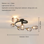Valentina Flush Mount Ceiling Light, Glass, Black/Gold, Dining Room