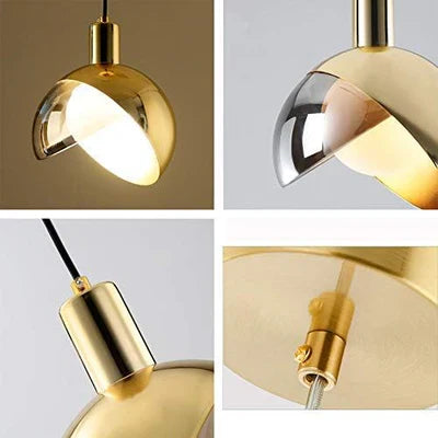 Modern LED Pendant Lamp with Glass Shade in Shades of Gold and Smoky Glass