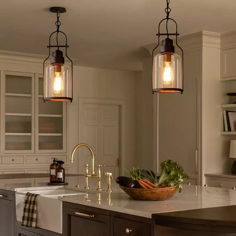 Industrial Vintage Iron Glass Jar Pendant Light