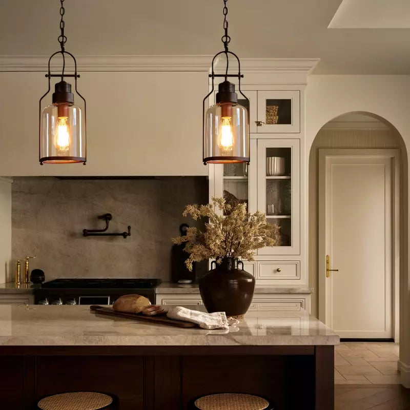 Industrial Vintage Iron Glass Jar Pendant Light