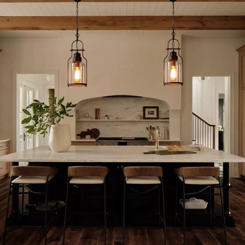 Industrial Vintage Iron Glass Jar Pendant Light