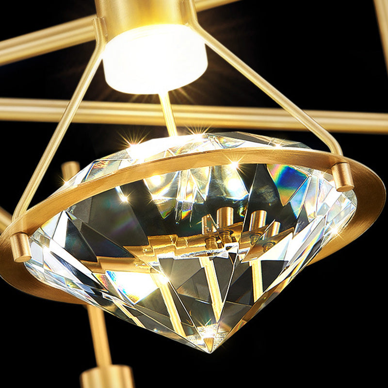 Diamond-Shaped Copper Crystal Pendant Light