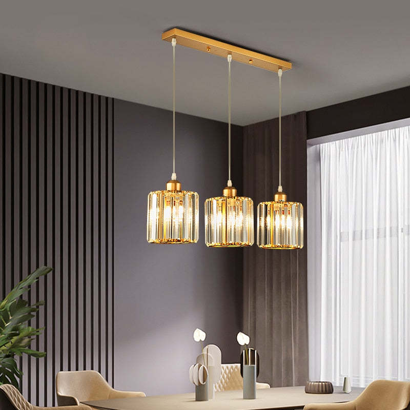 Vina Nordic Round/Square Suspension. Metal/Glass. Black/Gold. Living Room/Bar