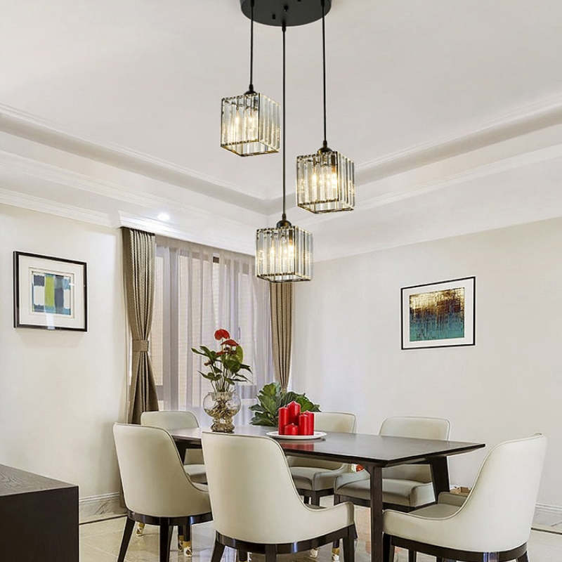 Vina Nordic Round/Square Suspension. Metal/Glass. Black/Gold. Living Room/Bar