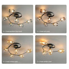 Valentina Flush Mount Ceiling Light, Glass, Black/Gold, Dining Room